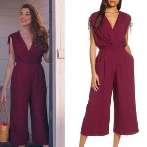 Gal meets glam burgundy jumpsuit